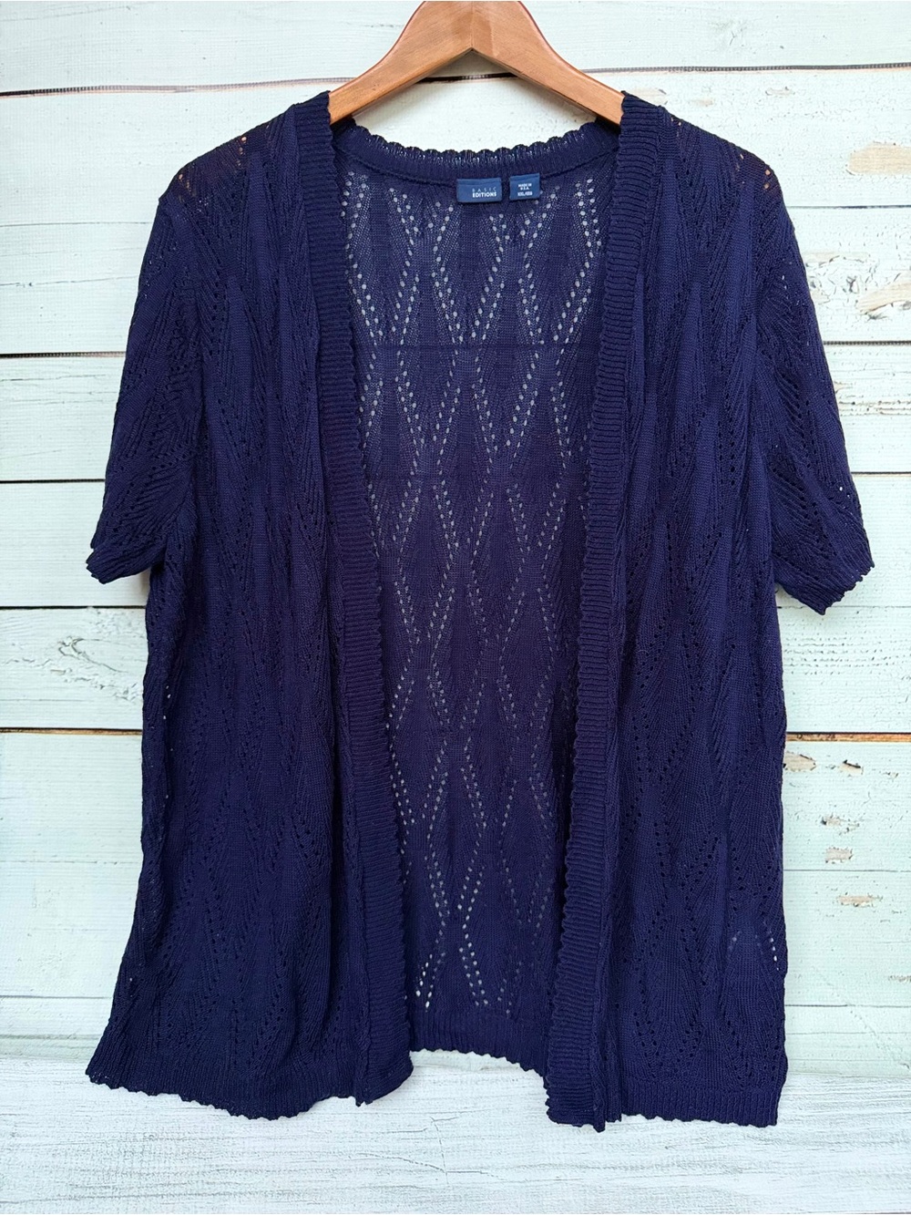 Basic Editions Open Front Pointelle Cardigan Size XXL